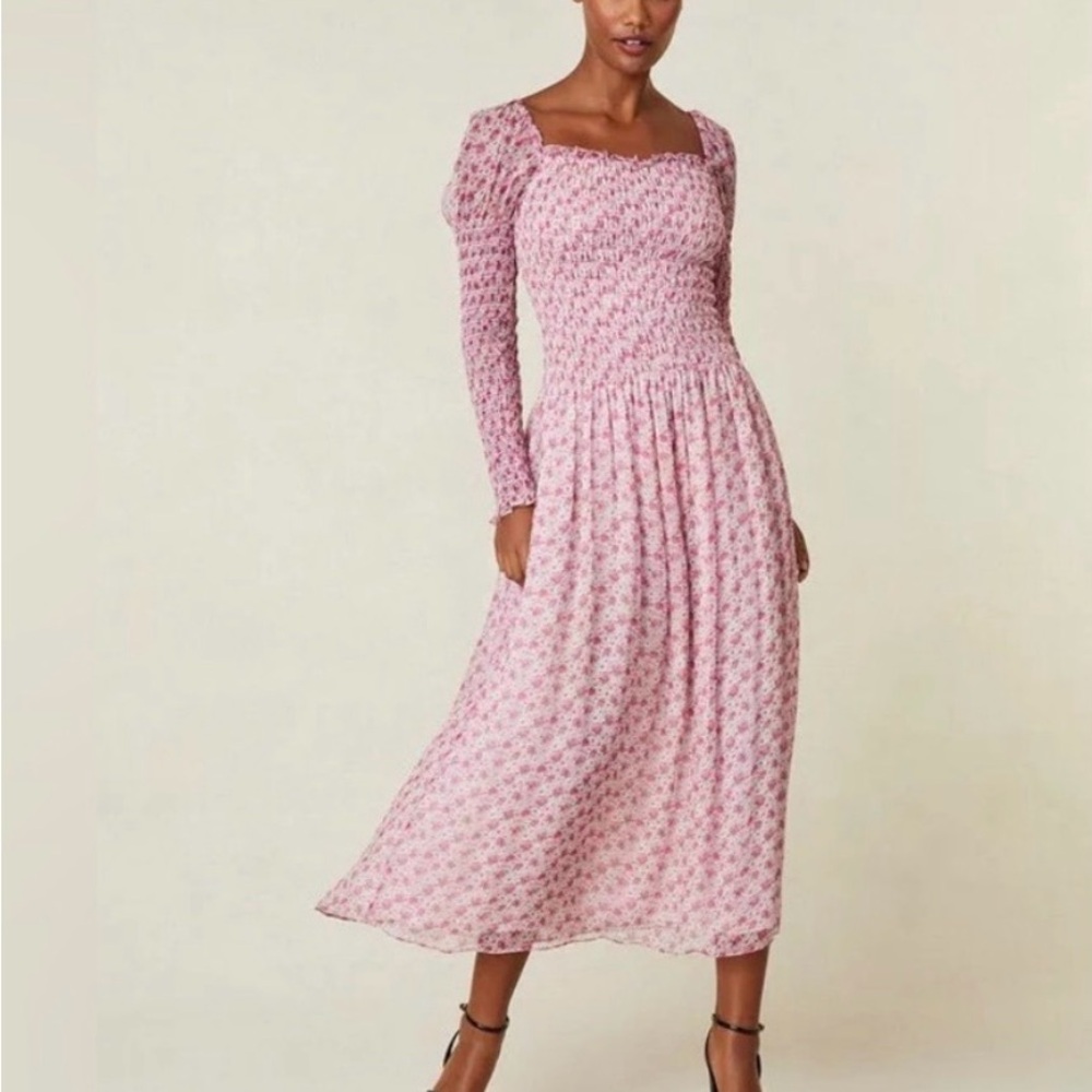 Elegant Pink Floral Women's Dress